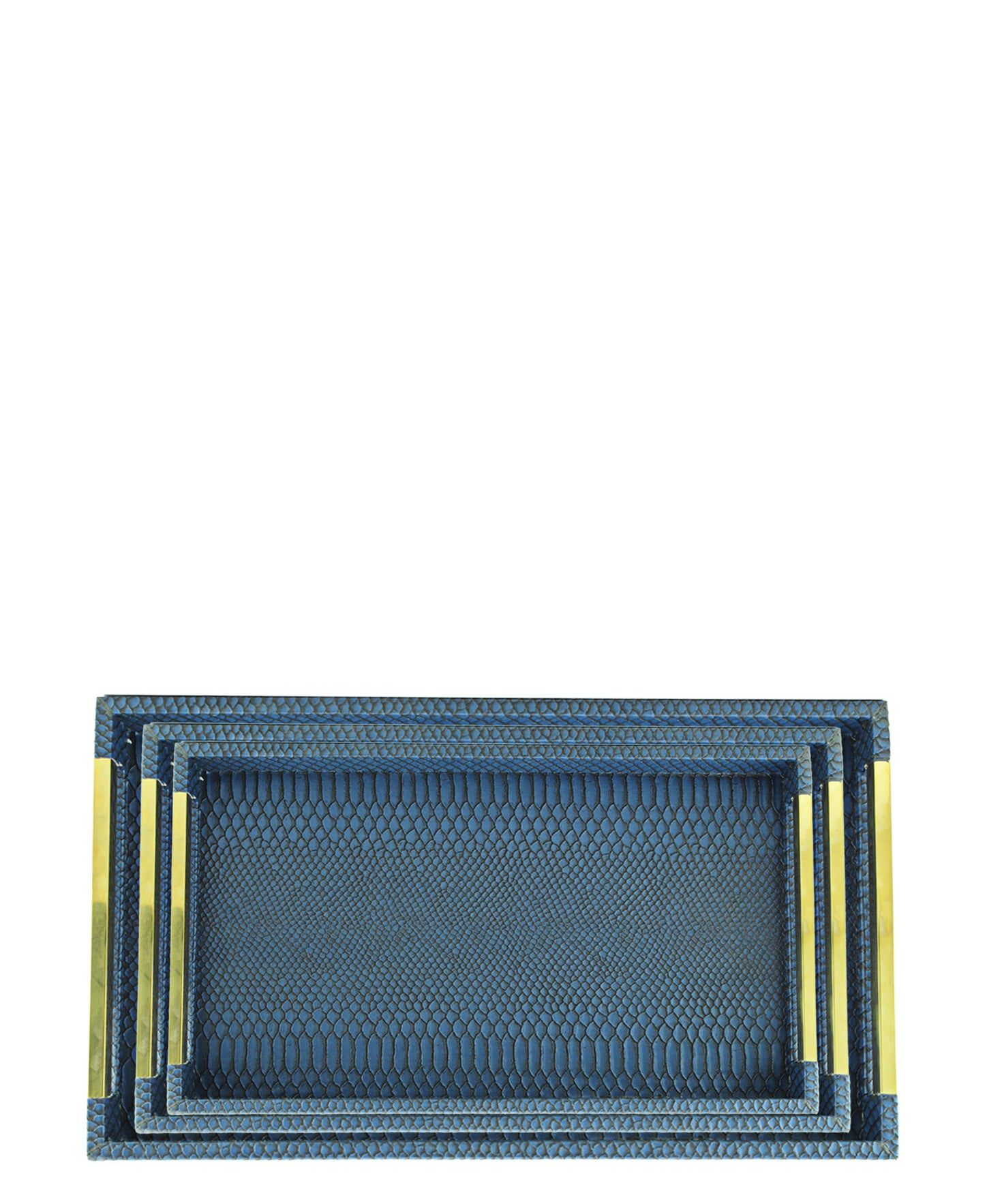 Urban Decor 3 Piece Shagreen Tray Set - Blue