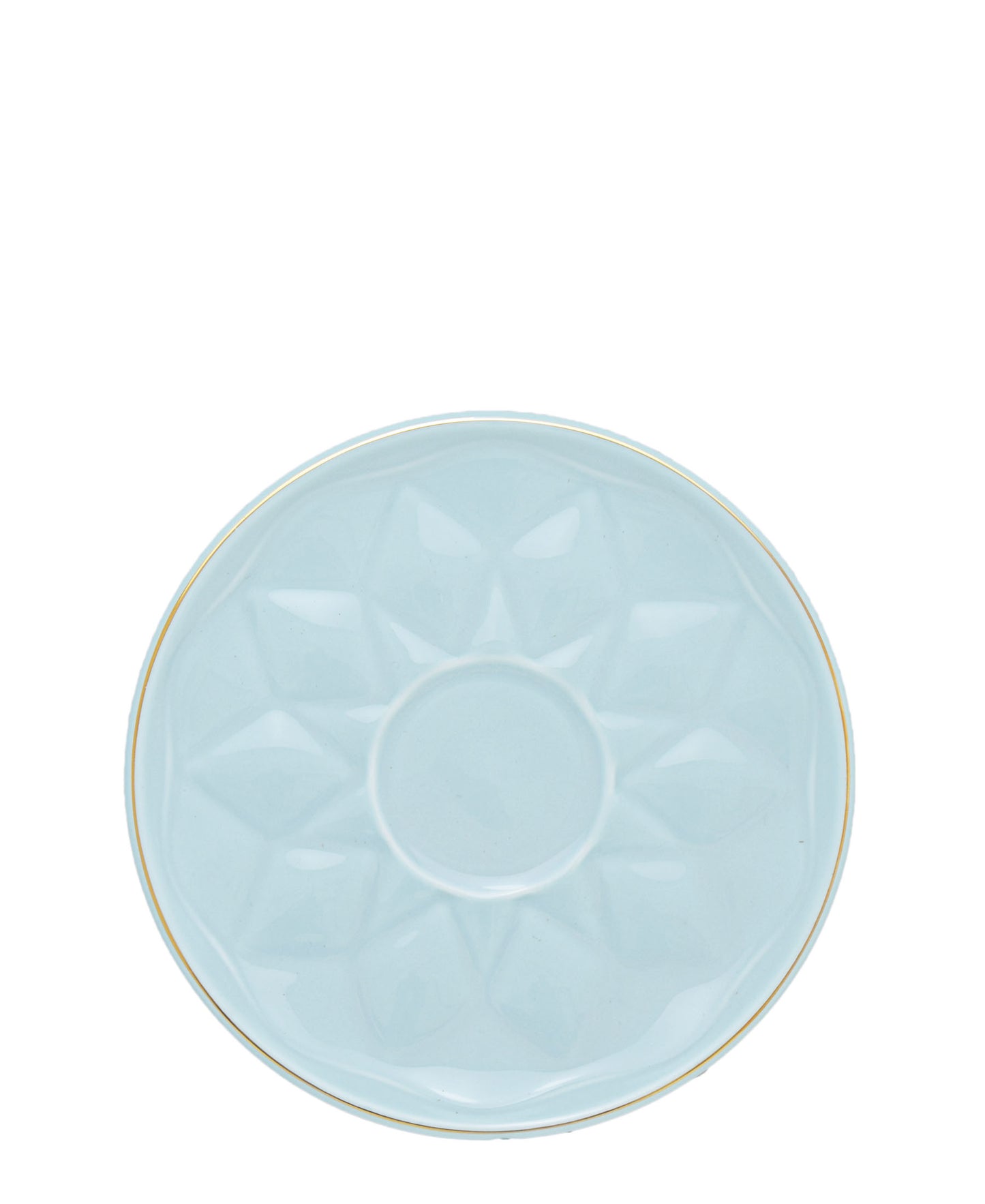Kitchen Life Cup & Saucer 3 Piece - Blue With Gold Rim