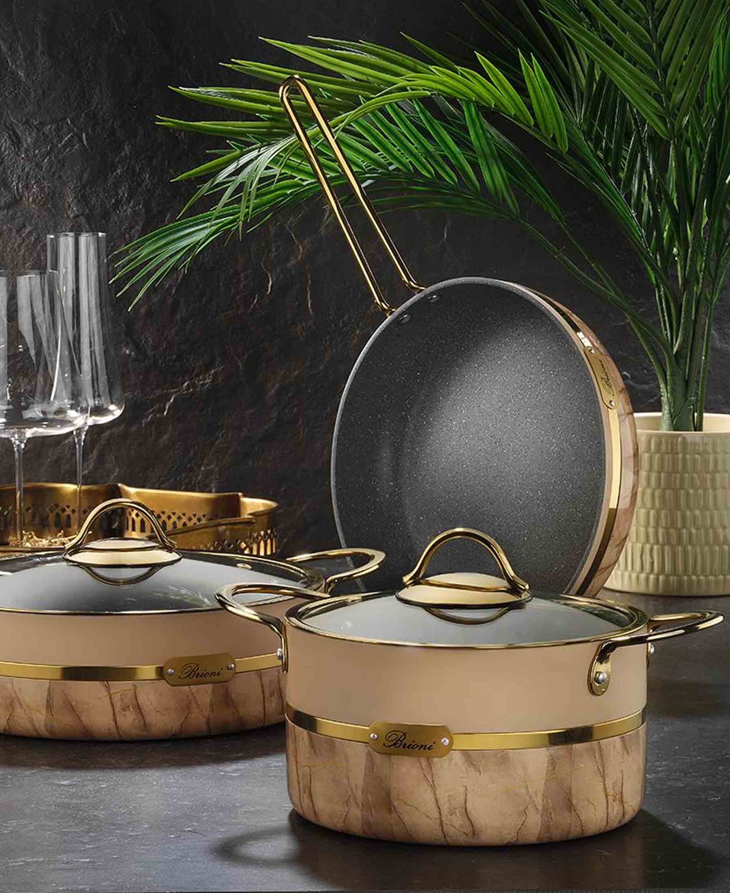 Brioni Selection 24cm Granite Fry Pan - Beige