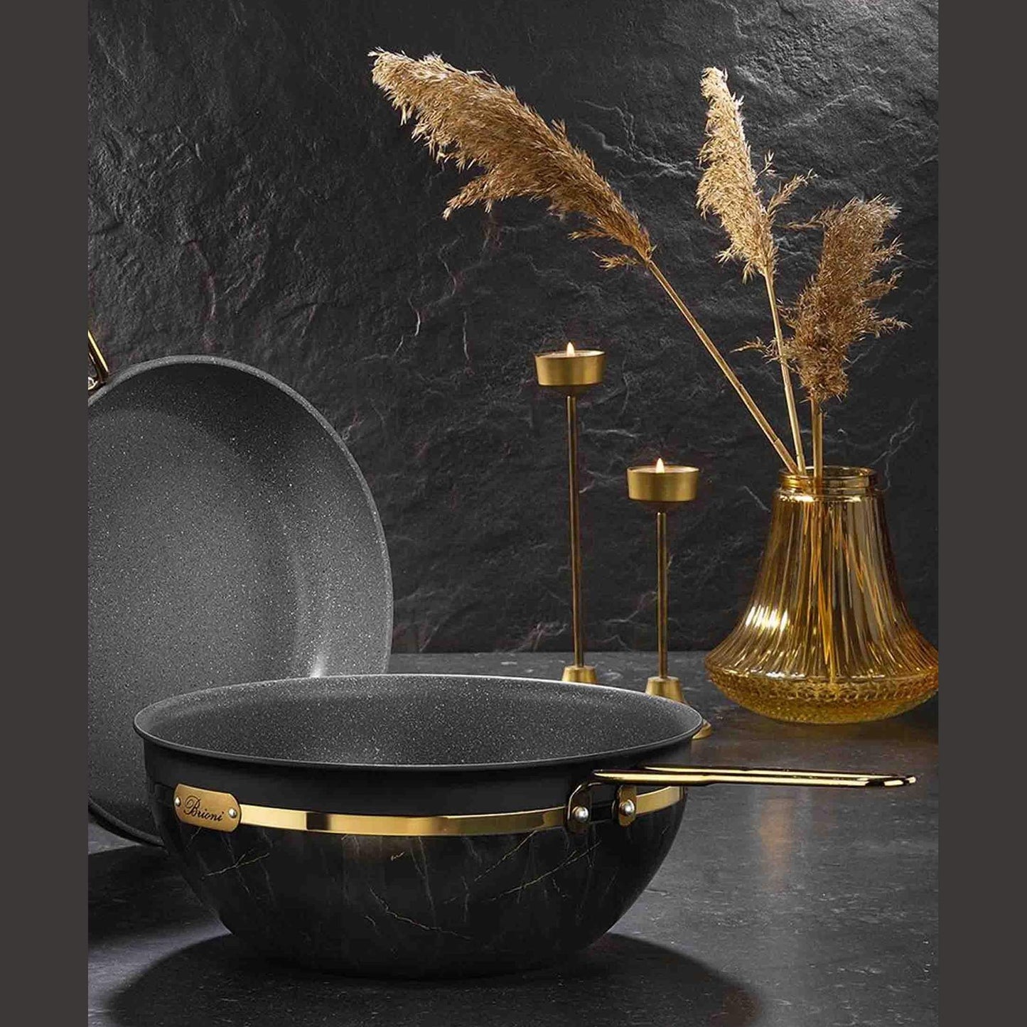 Brioni Selection 26cm Granite Wok Pan - Black