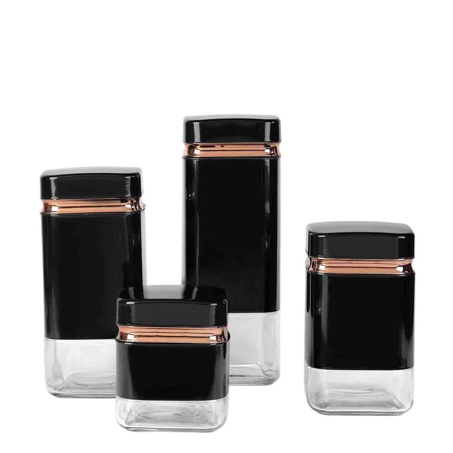CH 4Pcs Square Canister Set - Black