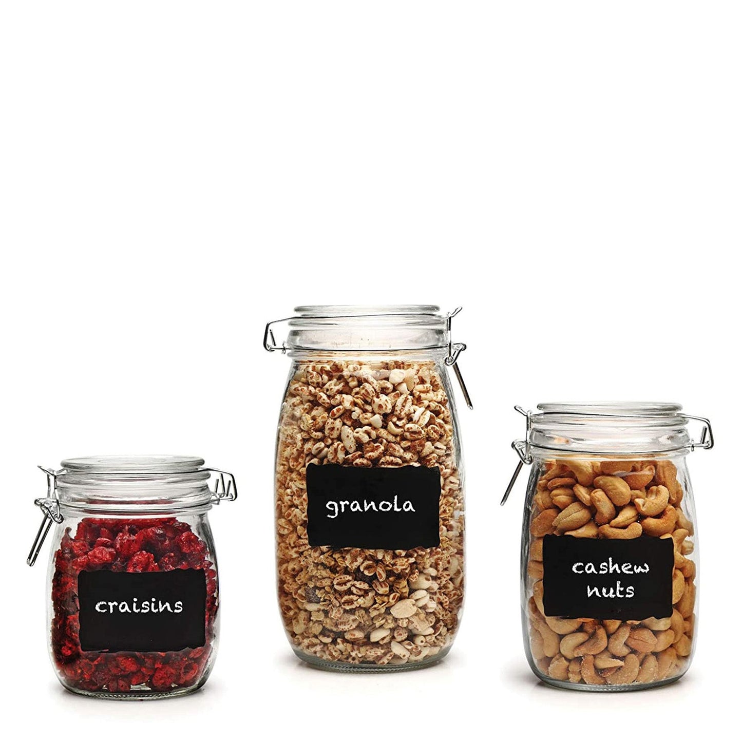 Circleware Chalk It Up Chalkboard Glass Jar Canister Set - Clear