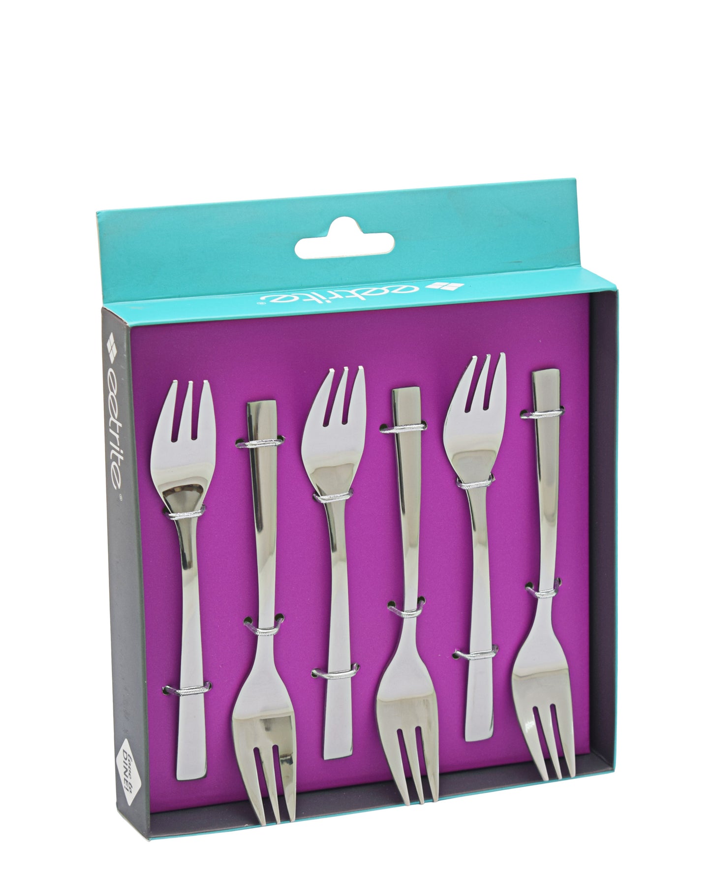 Eetrite Newport 6 Piece Boxed Cake Fork Set - Silver