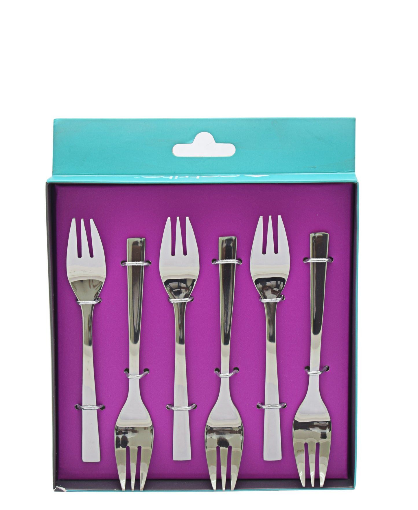 Eetrite Newport 6 Piece Boxed Cake Fork Set - Silver