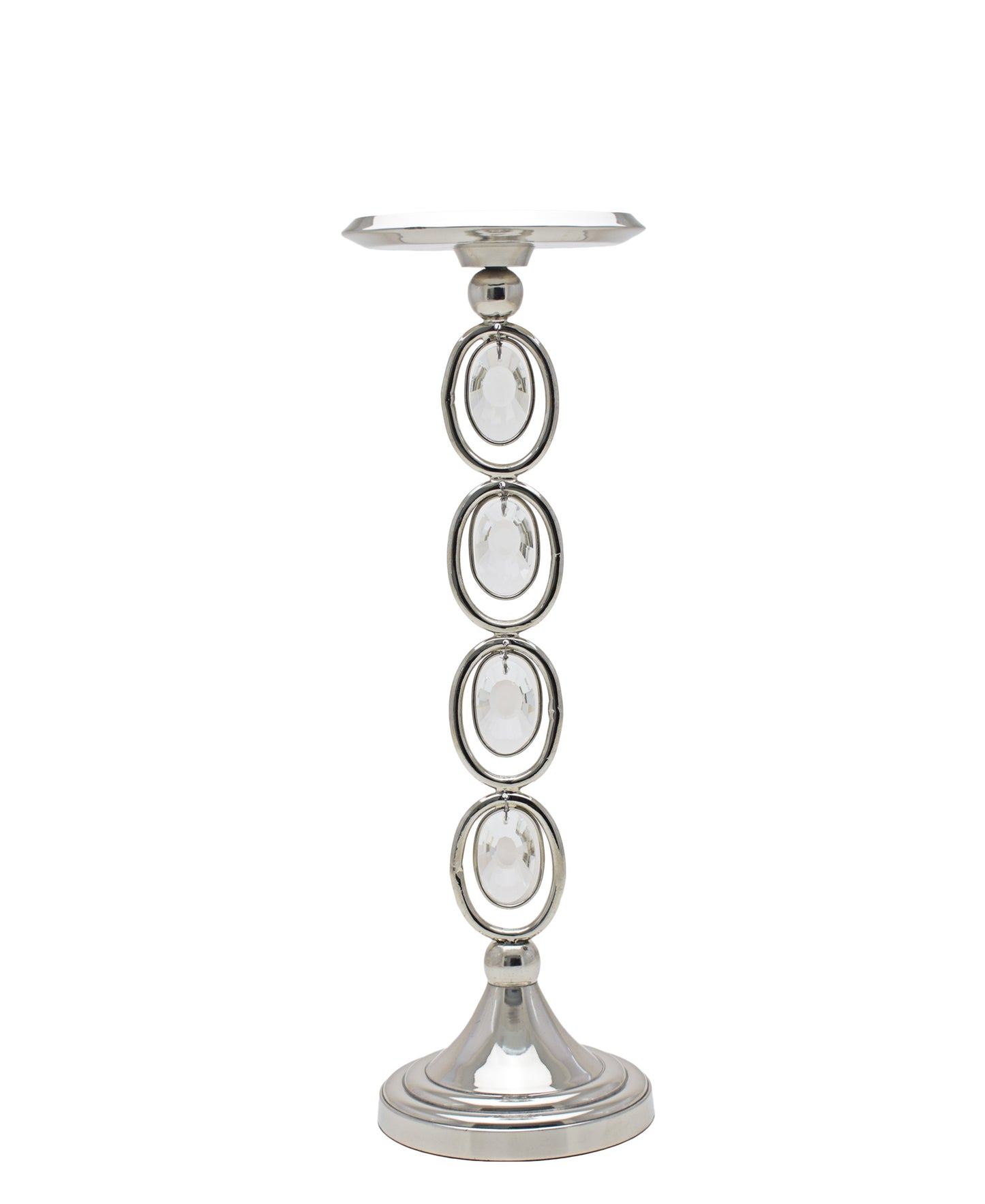 Majestic Crystal Candle Holder Large - Silver