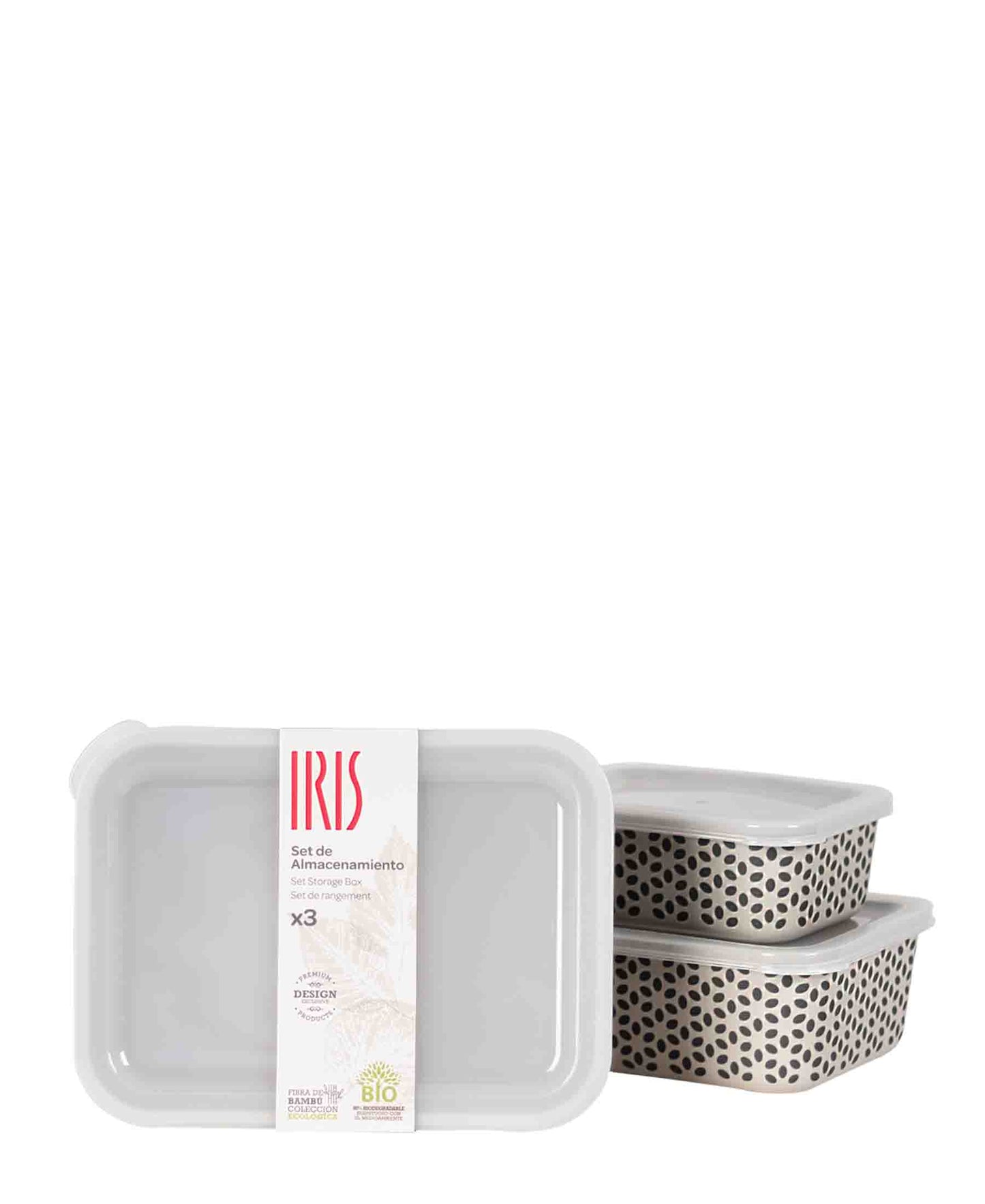 Iris 3 Piece Storage Box Set - Cream & Black