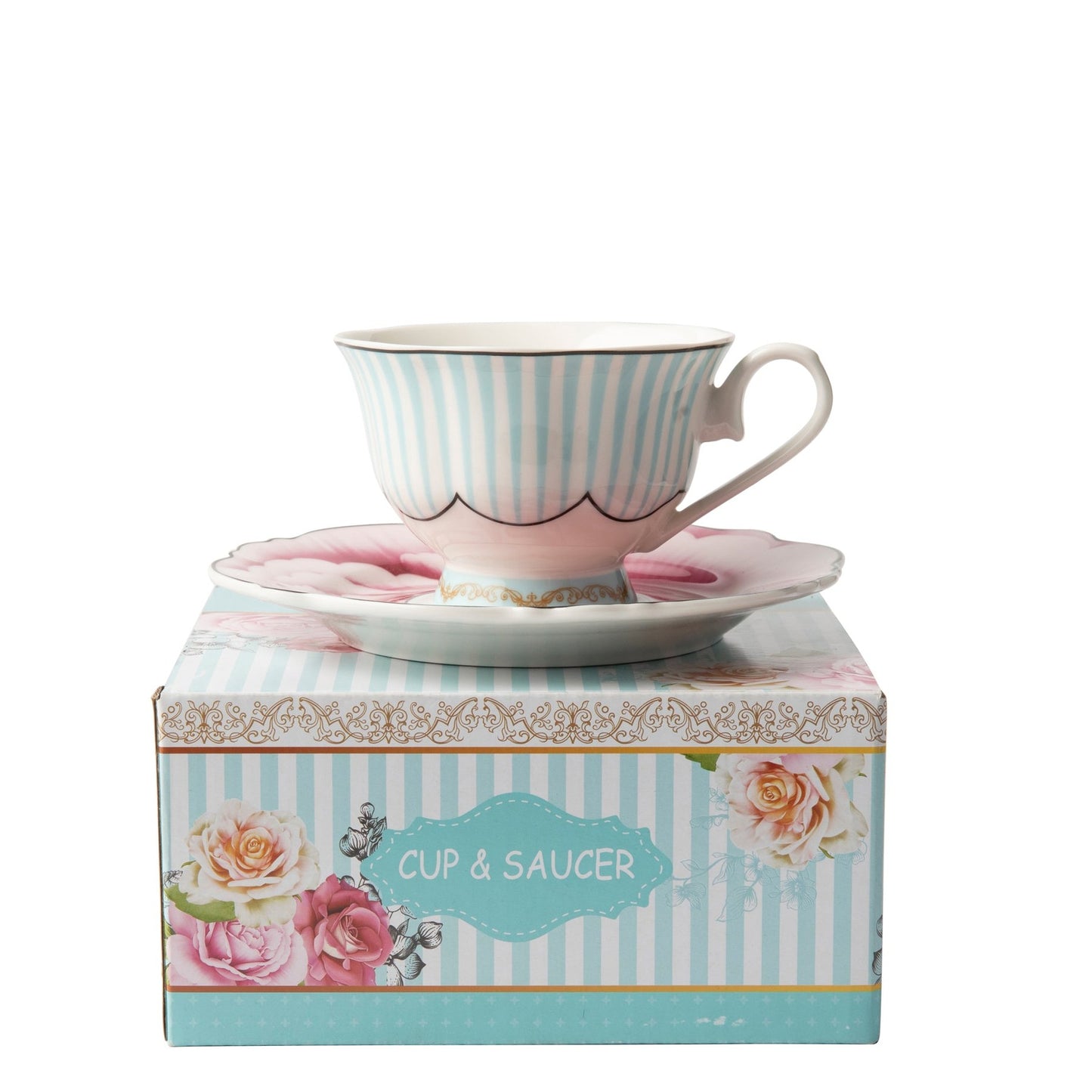 Jenna Clifford Wavy Rose Cup & Saucer 150ml - White