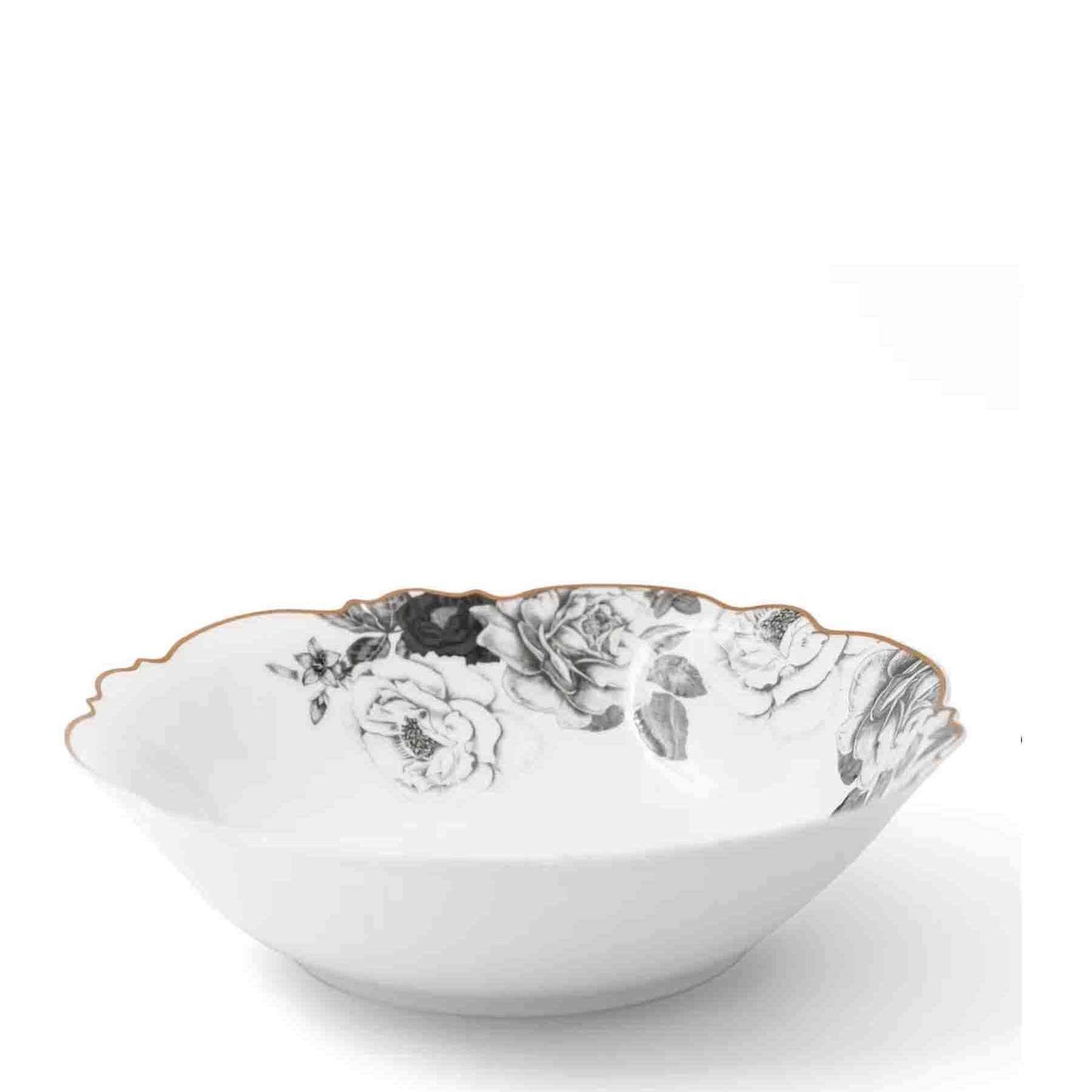 Jenna Clifford Black Rose Salad Bowl - Black & White