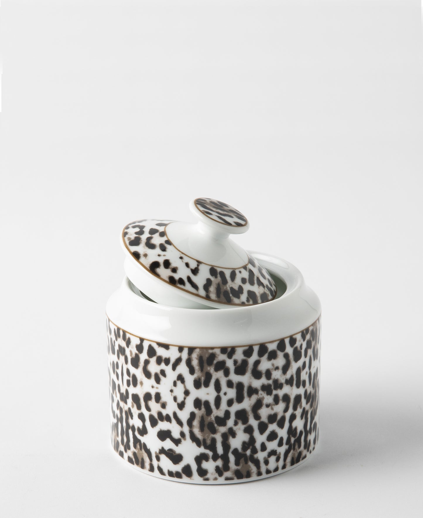 Jenna Clifford Leopard Print Sugar Pot - White