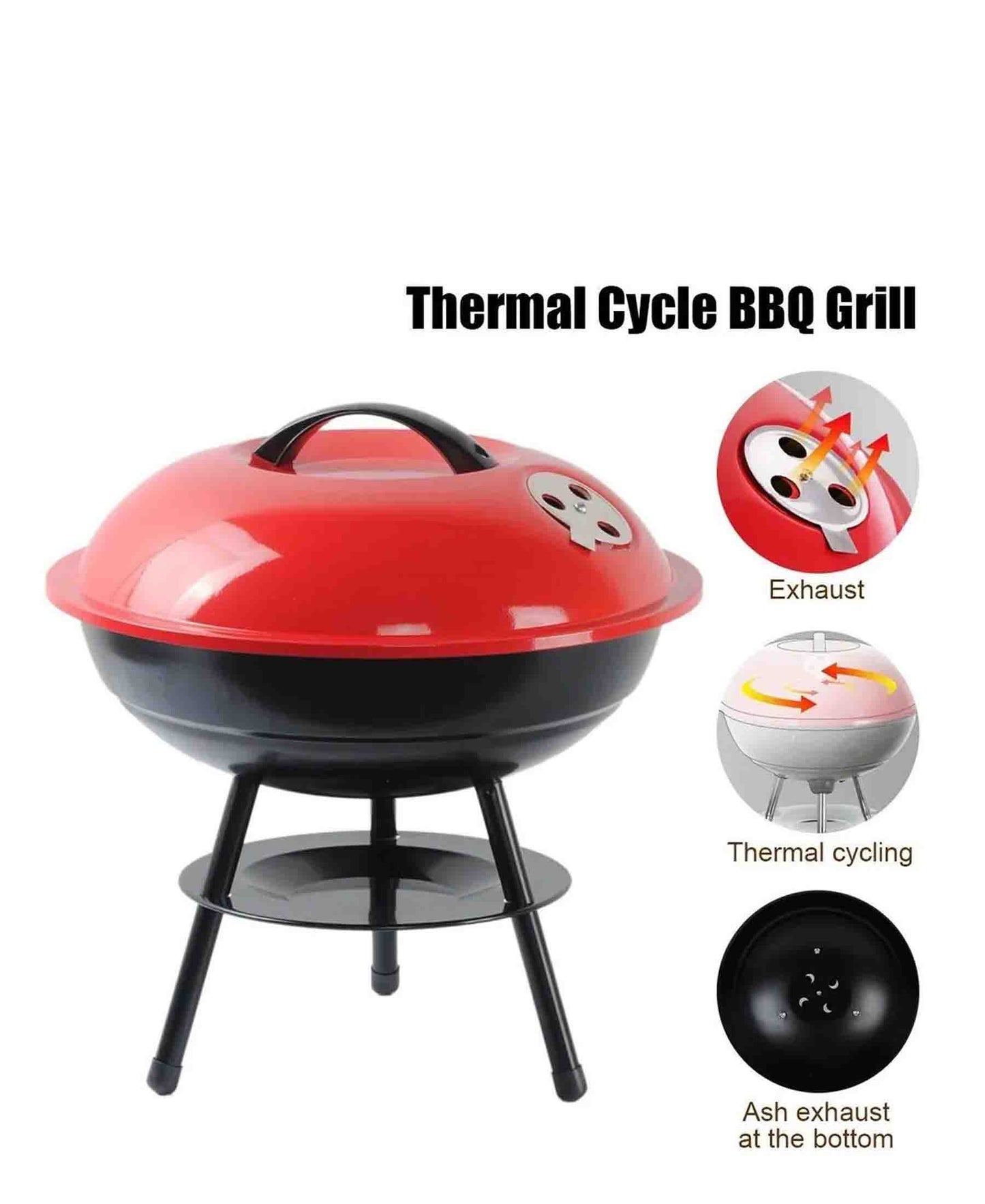 Kitchen Life Portable Charcoal Barbecue - Red & Black