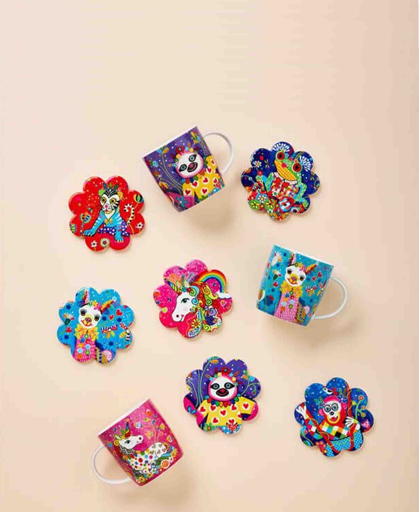 Donna Sharam Rainbow Jungle Flower Coaster 10cm Rainbow Unicorn