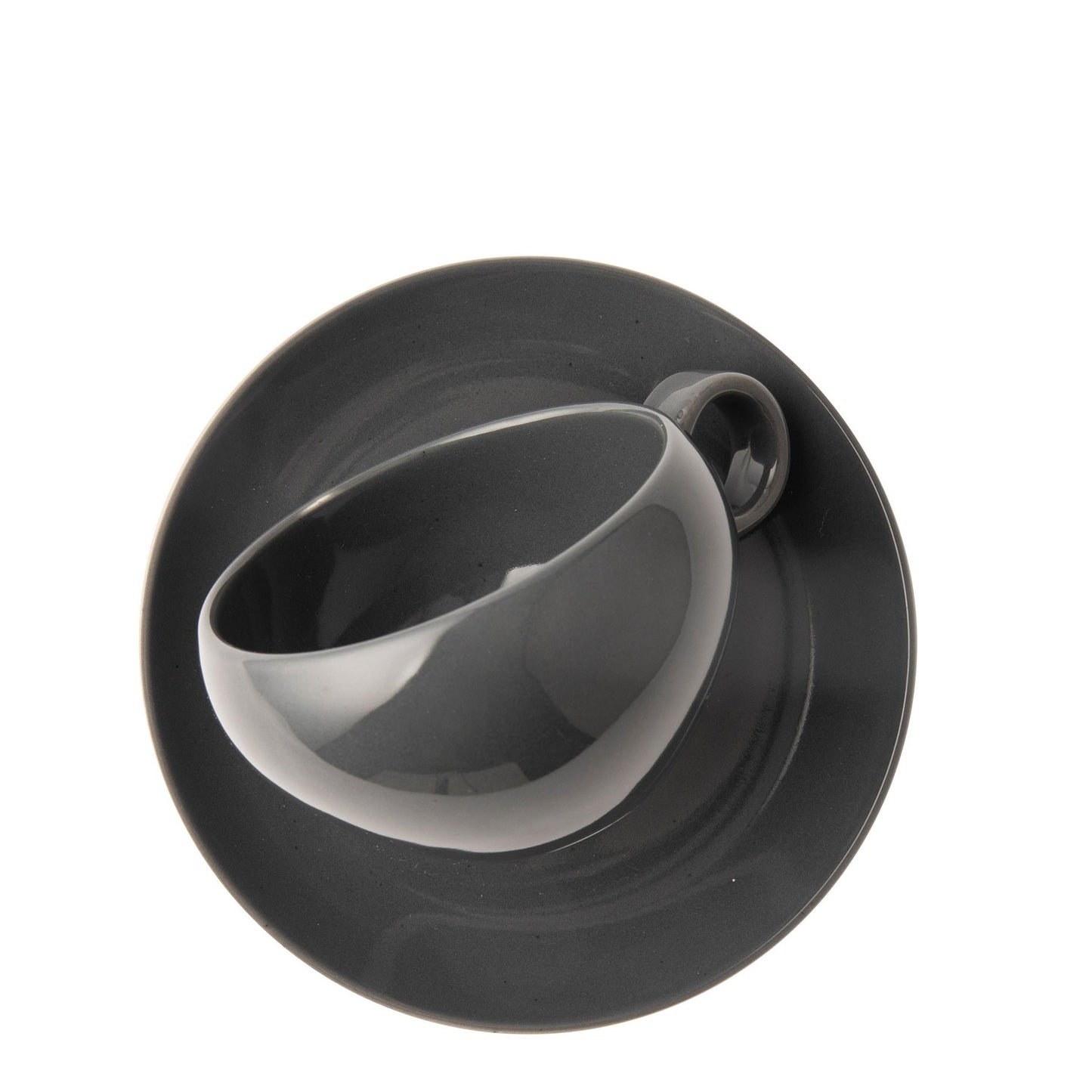 Omada Irregular Cup & Saucer - Dark Grey