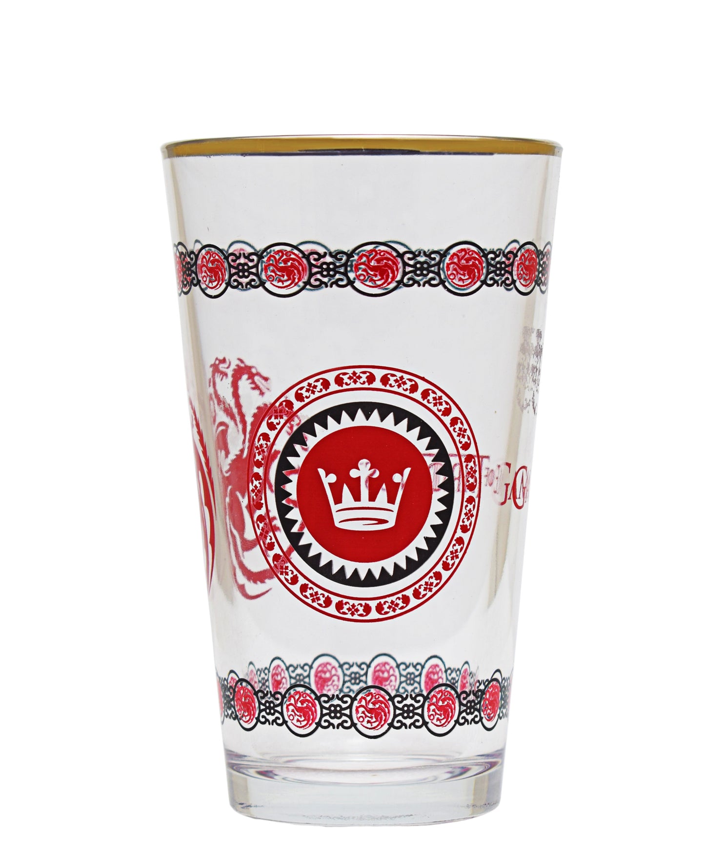 Game of Thrones House Targaryen Etched Pint Glass Tumblers- Red