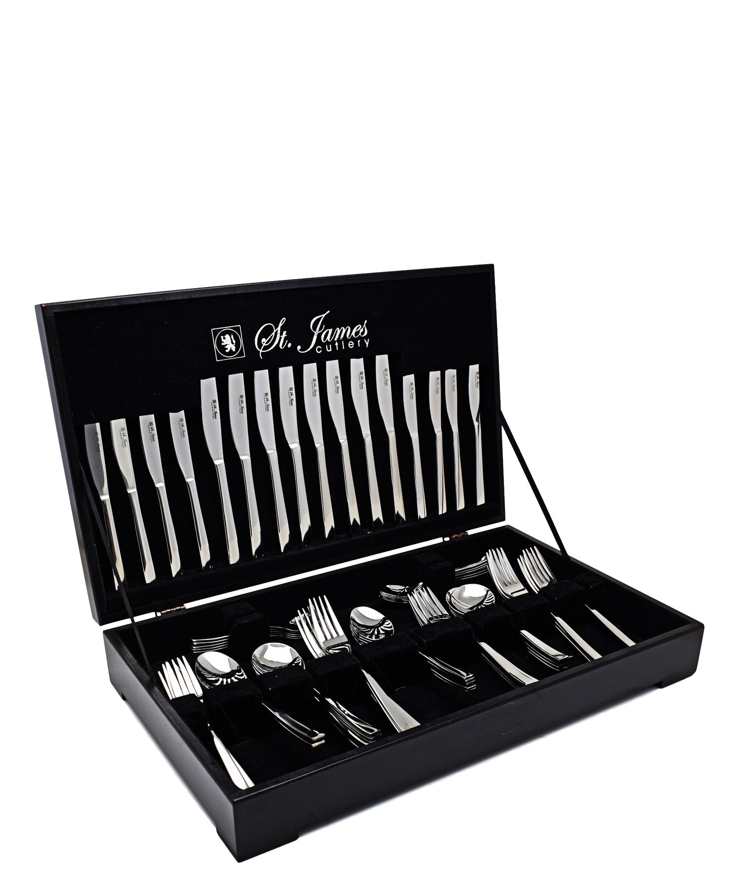 St James Cutlery Kensington In Wooden Canteen Set of 112 - Silver