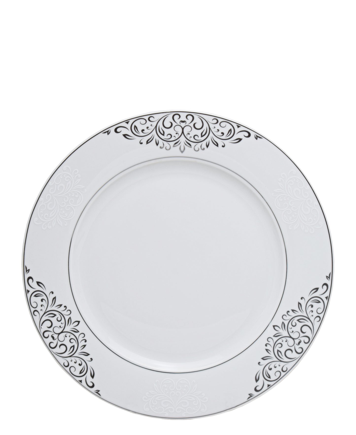 Table Pride 47 Piece Dinner Set - White With Black Floral Print