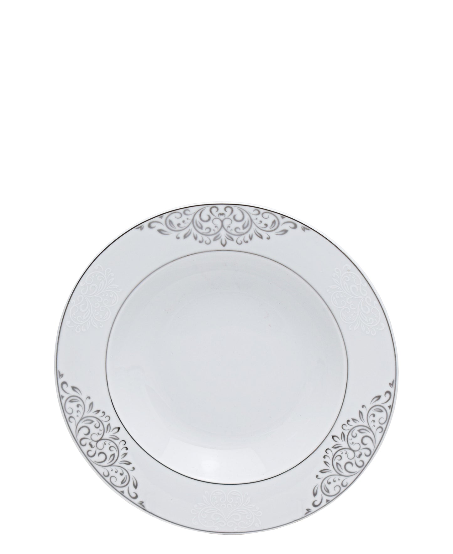 Table Pride 47 Piece Dinner Set - White With Black Floral Print
