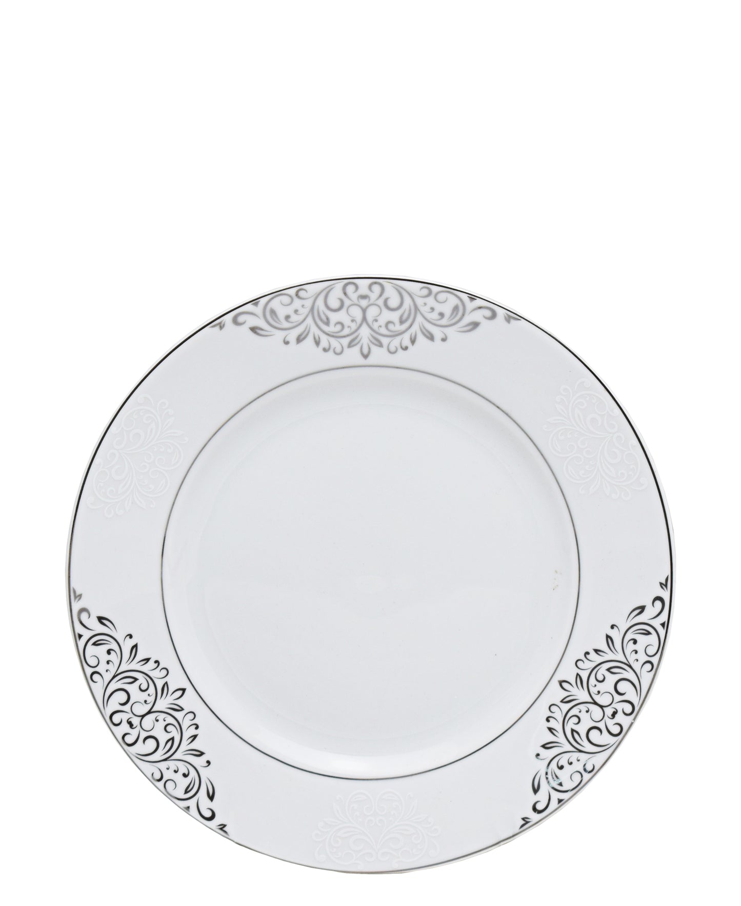 Table Pride 47 Piece Dinner Set - White With Black Floral Print