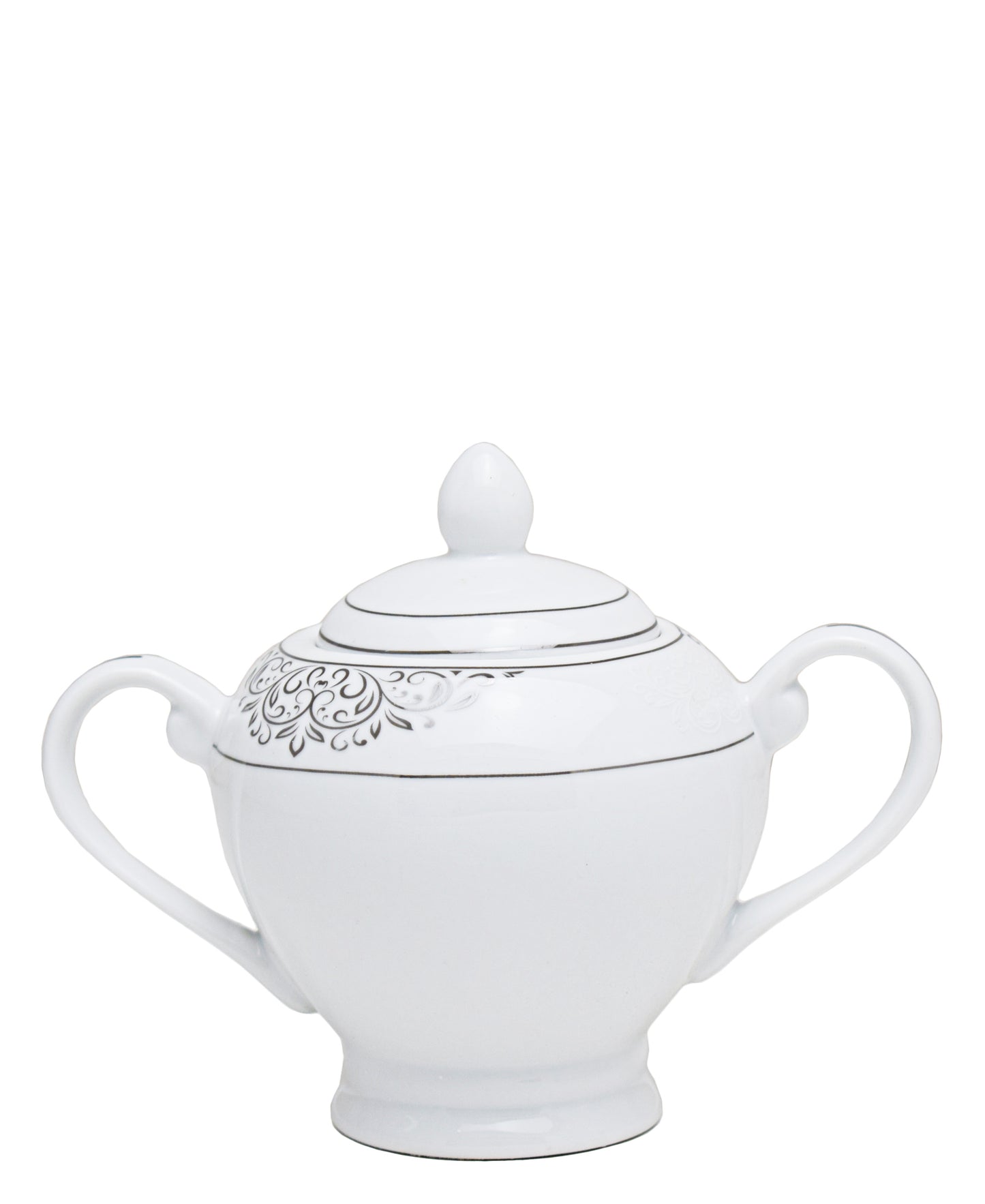 Table Pride 47 Piece Dinner Set - White With Black Floral Print