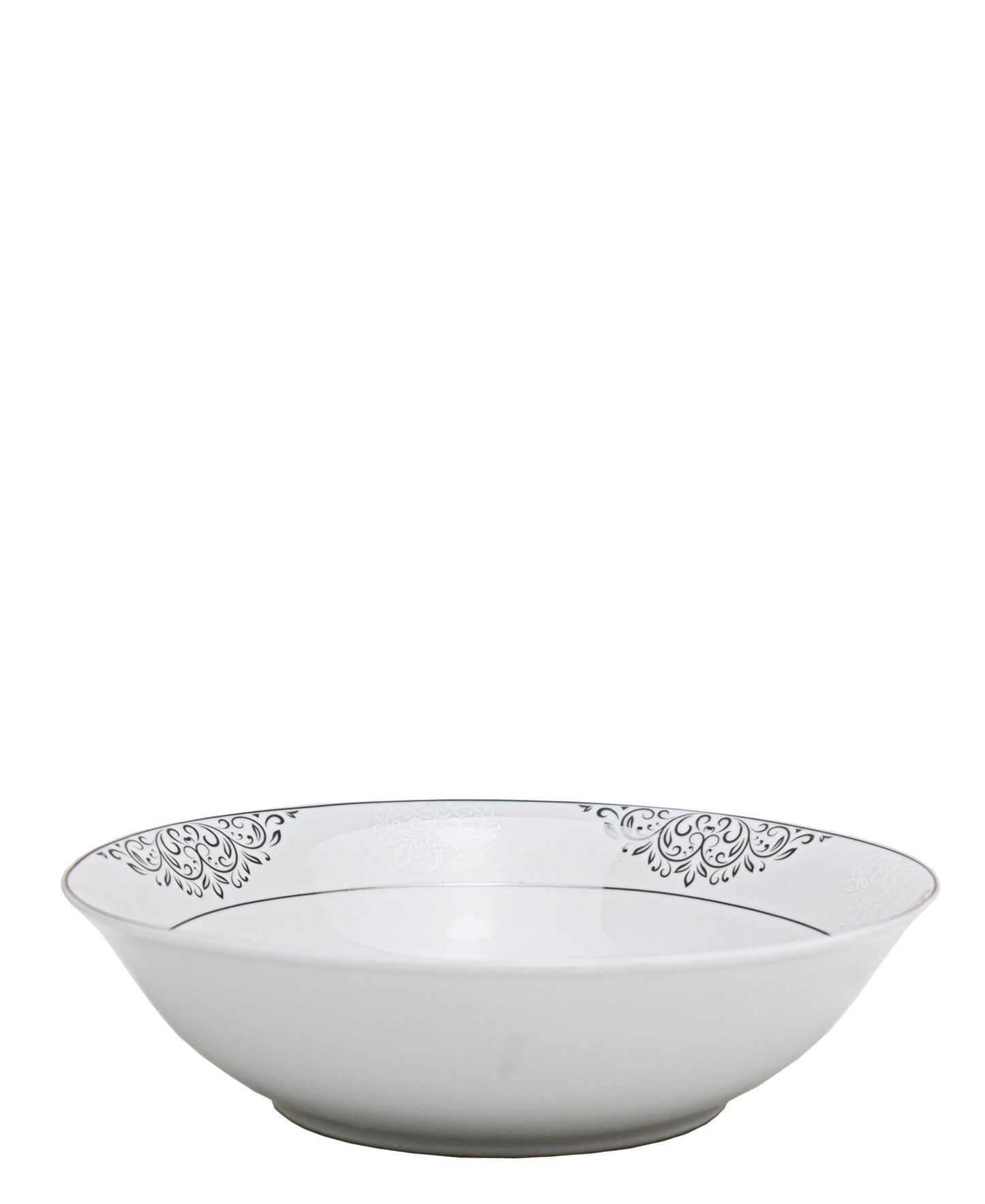 Table Pride 47 Piece Dinner Set - White With Black Floral Print