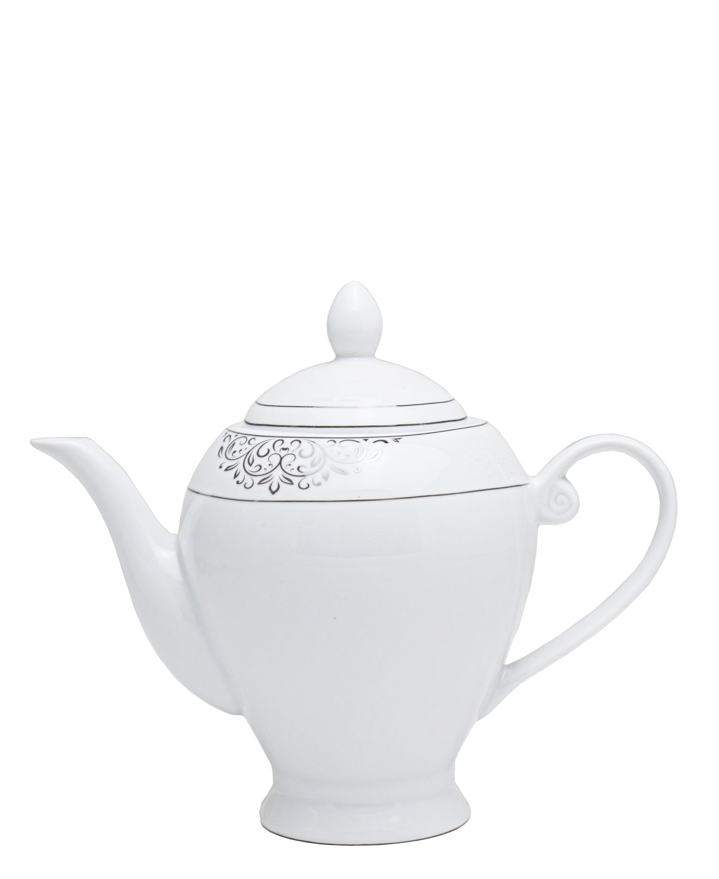 Table Pride 47 Piece Dinner Set - White With Black Floral Print