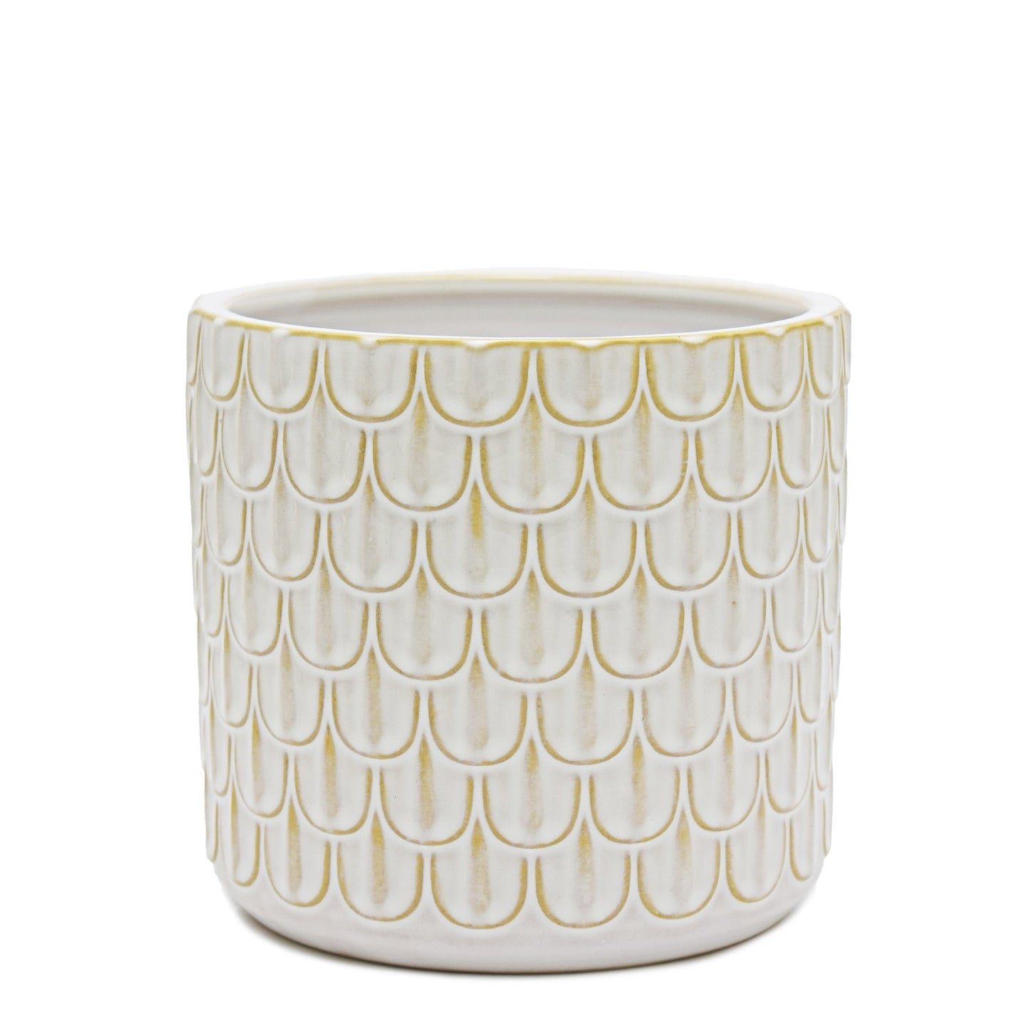 Urban Decor Textured Pot - Cream & Gold