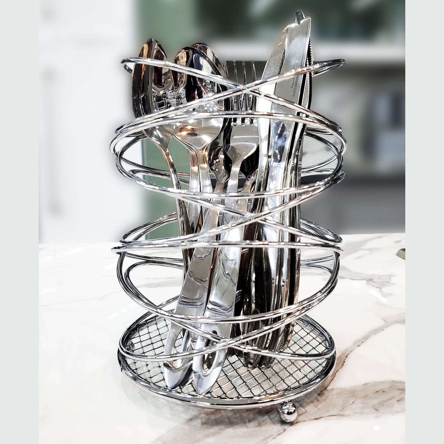 Kitchen Life Chrome Infinity Cutlery Holder - Silver
