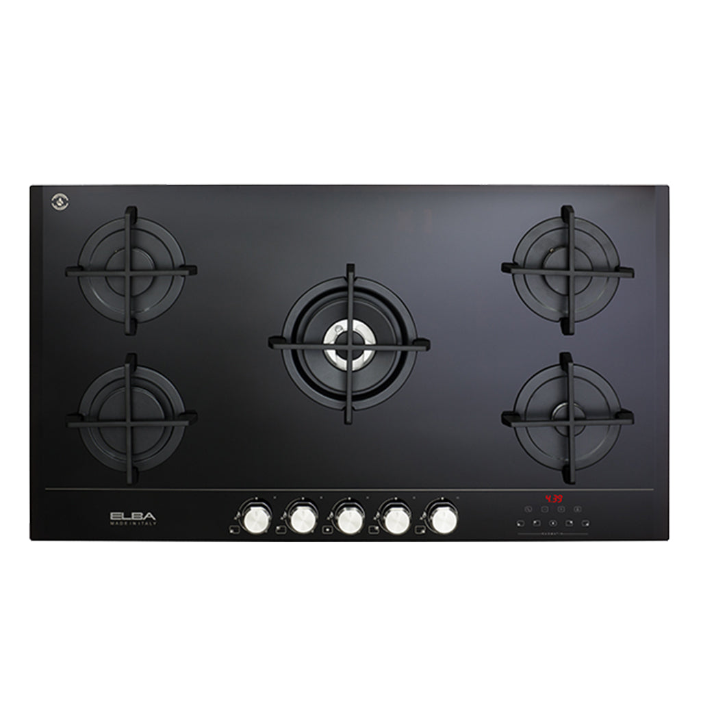 Elba Elio 90cm 5 Burner Gas On Glass Smart Hob