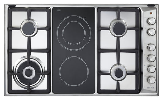 Elba Classic 90cm 4 Burner Gas Hob with 2 Vitro Ceramic Electric Heat Zones