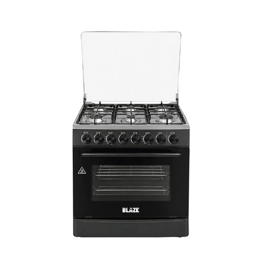 Blaze 6 Burner Gas Stove with Gas Oven Black