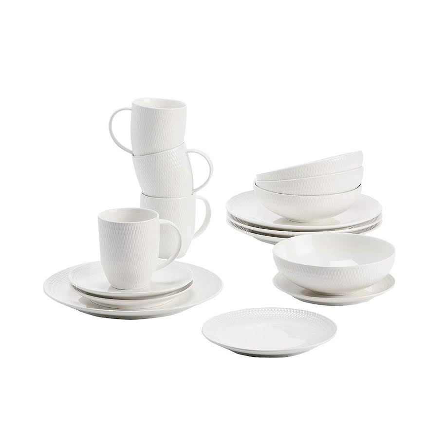 Maxwell & Williams 16 Piece White Basics Diamonds Dinner Set