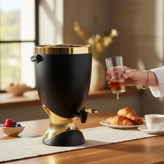 5.5Lt Beverage Dispenser Black & Gold
