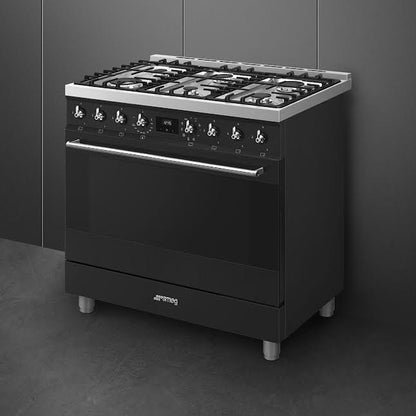 Smeg 90cm Cooker with Gas Hob Matte Black