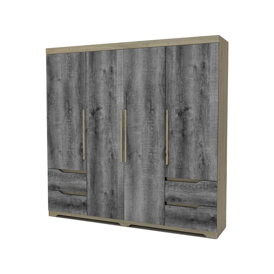 Exotic Designs 4 Door Wardrobe Grey & Brown