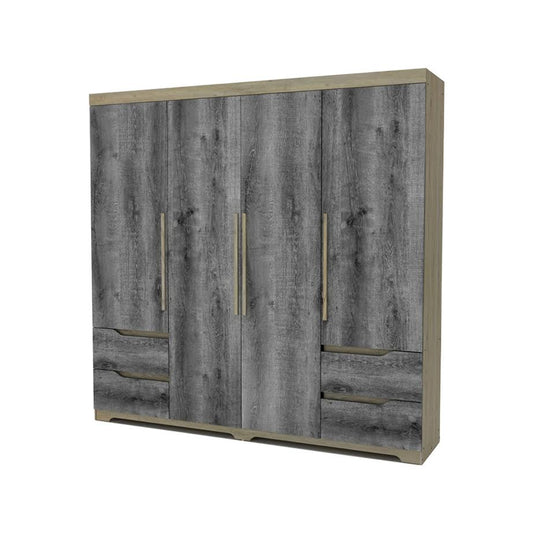 Exotic Designs 4 Door Wardrobe Grey & Brown