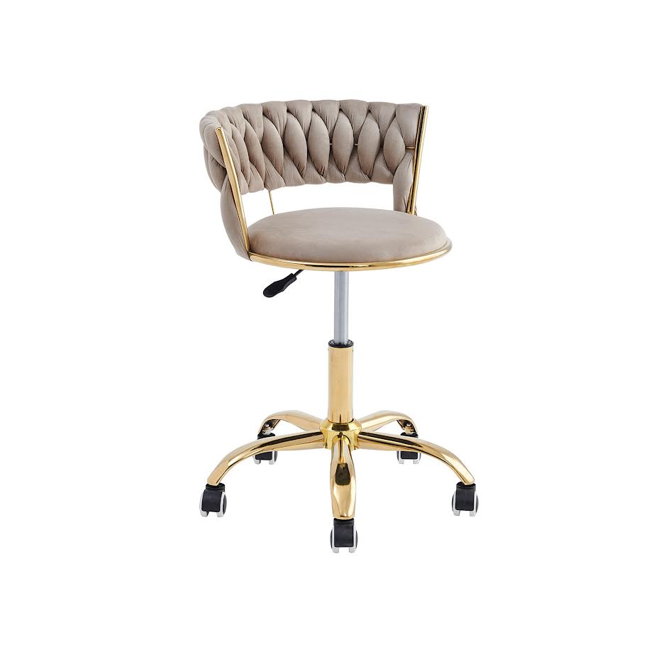 Exotic Designs Stylish Bar Chair Gold Frame with Wheels Grey