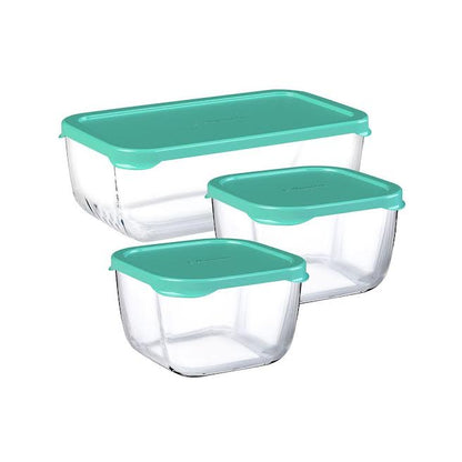 Pasabahce Snowbox 3 Piece Storage Container Set Green