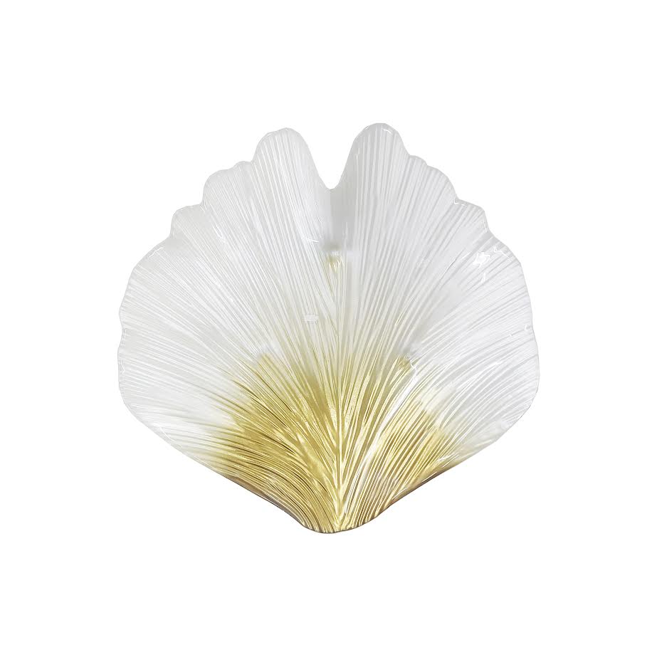 Kitchen Life 35cm Gingko Plate White & Gold