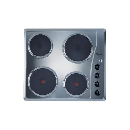 Whirlpool 60cm Hob: 4 Electric Rings Silver