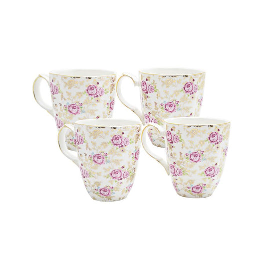 Easy Life Rose Fine Bone China Set of 4 Mugs