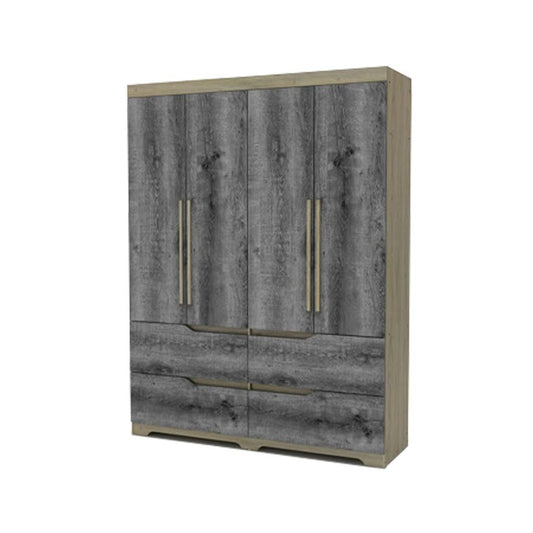 Exotic Designs 4 Door Wardrobe Grey & Brown