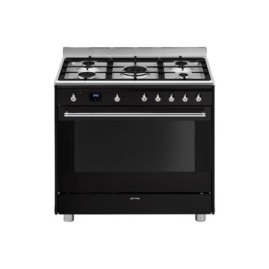 Smeg 90cm Cooker with Gas Hob Black