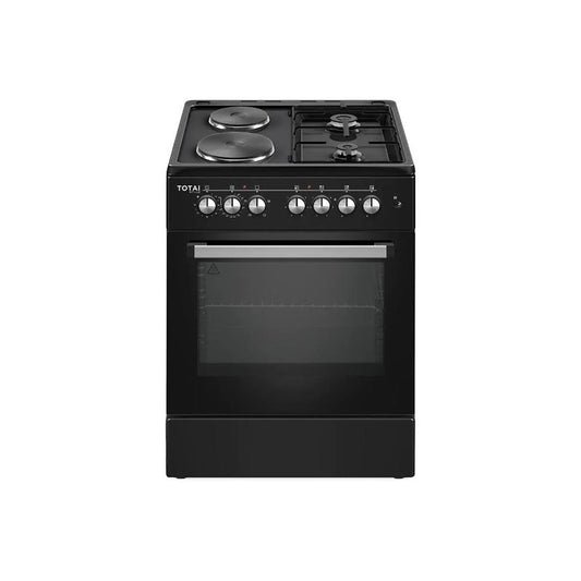 Totai 2 Gas 2 Electric Stove & Electric Oven Black