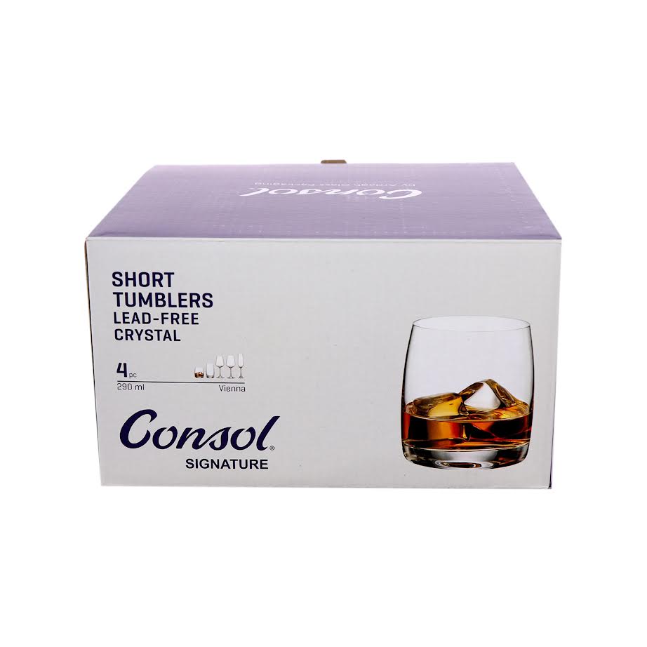 Consol 4 Piece 290ml Signature Vienna Short Tumbler Set Clear