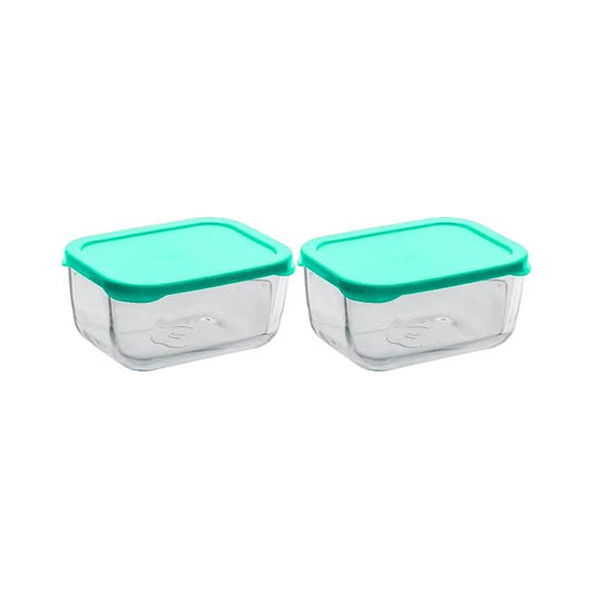 Pasabahce Snowbox 2 Piece 420ml Storage Container Set Green