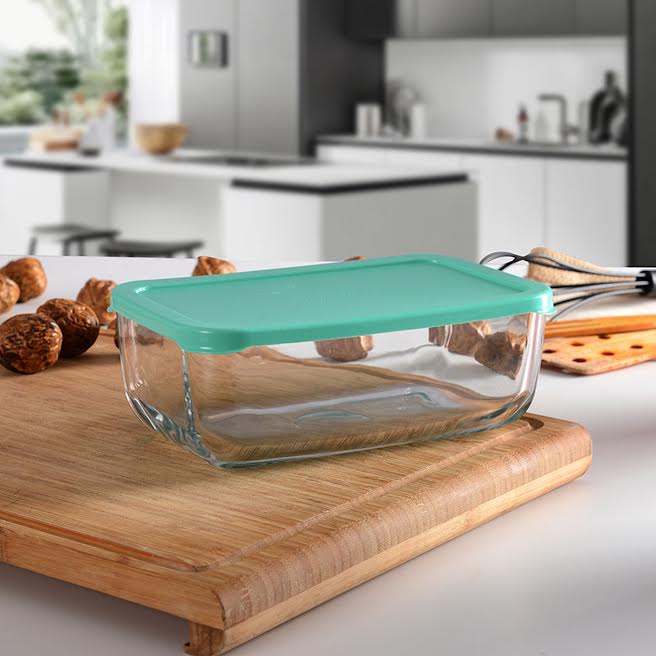 Pasabahce Snowbox 1.2Lt  Rectangular Bowl with Lid Green