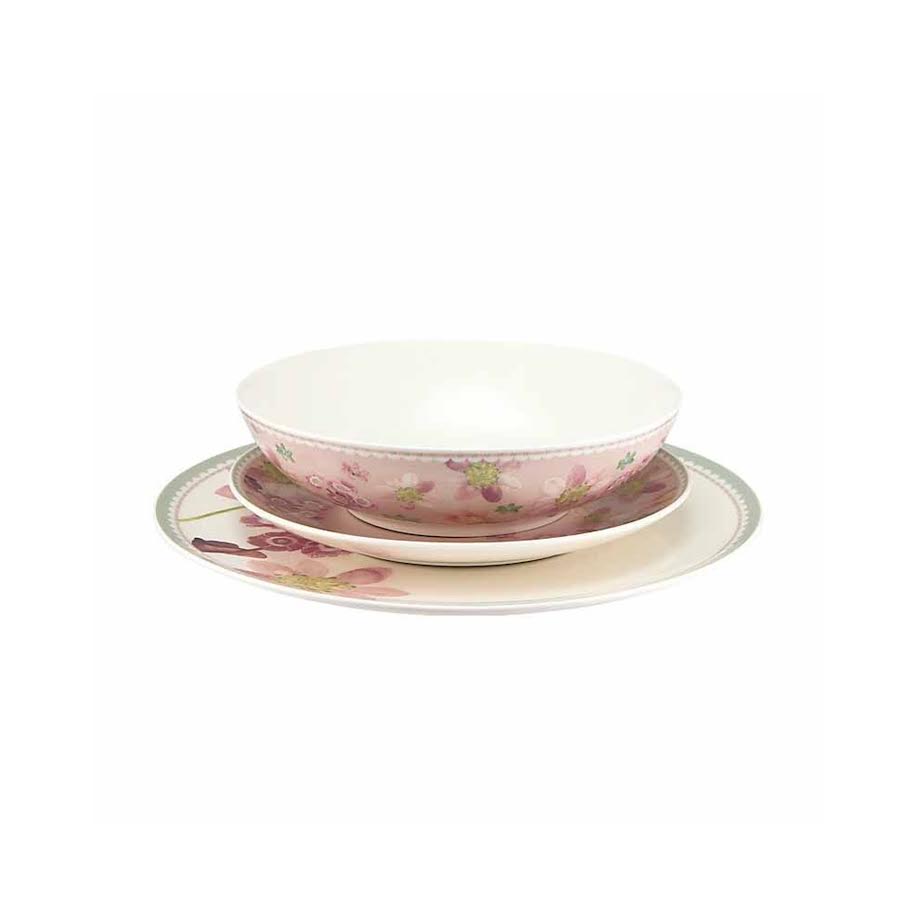 Maxwell & Williams 12 Piece Primula Coupe Dinner Set Pink