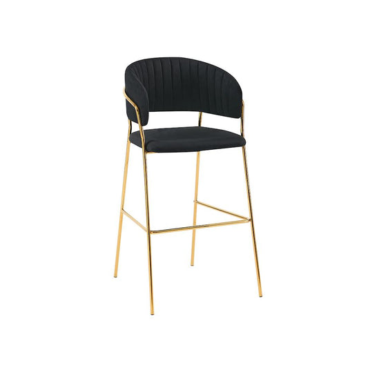 Exotic Designs Gold Frame Bar Chair Black