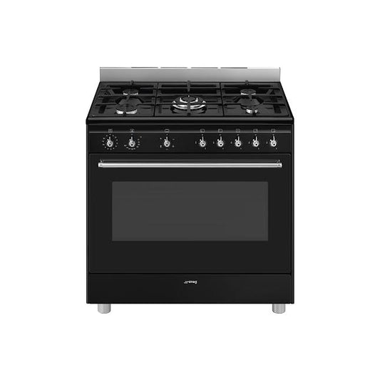 Smeg 90cm Cooker With Gas Hob Black