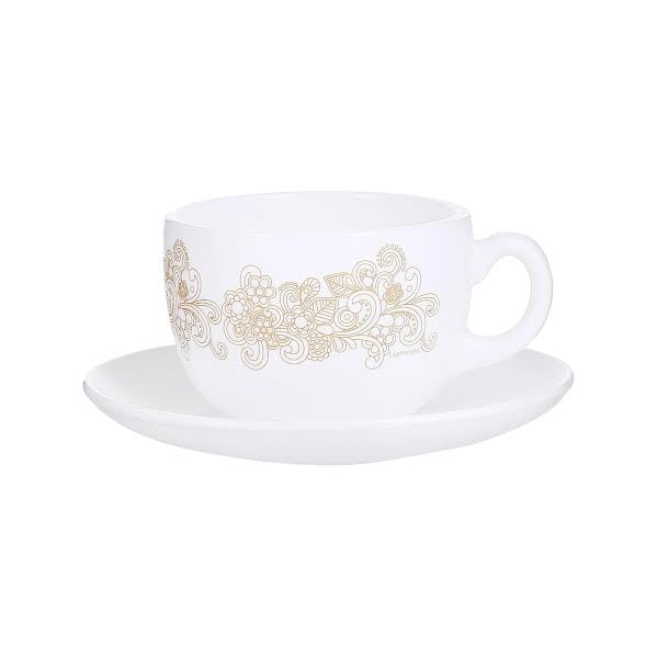 Luminarc Celebration 46 Piece Dinner Set Gold & White
