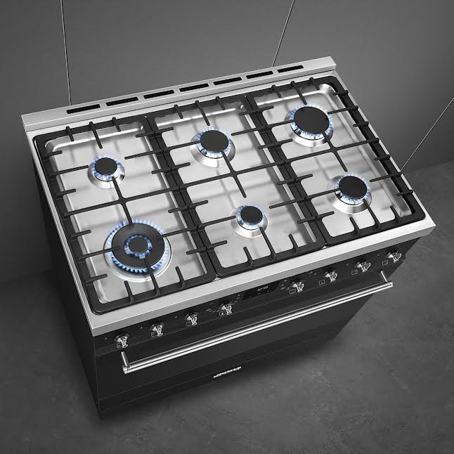 Smeg 90cm Cooker with Gas Hob Matte Black